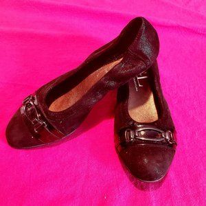 AGL Black Leather Ballet Flats Sz 8 EUC
